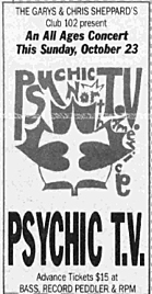 Psychic TV Thee Temple ov Psychick Youth Toronto