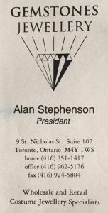 Alan Francis Stepenson Gemstones Card